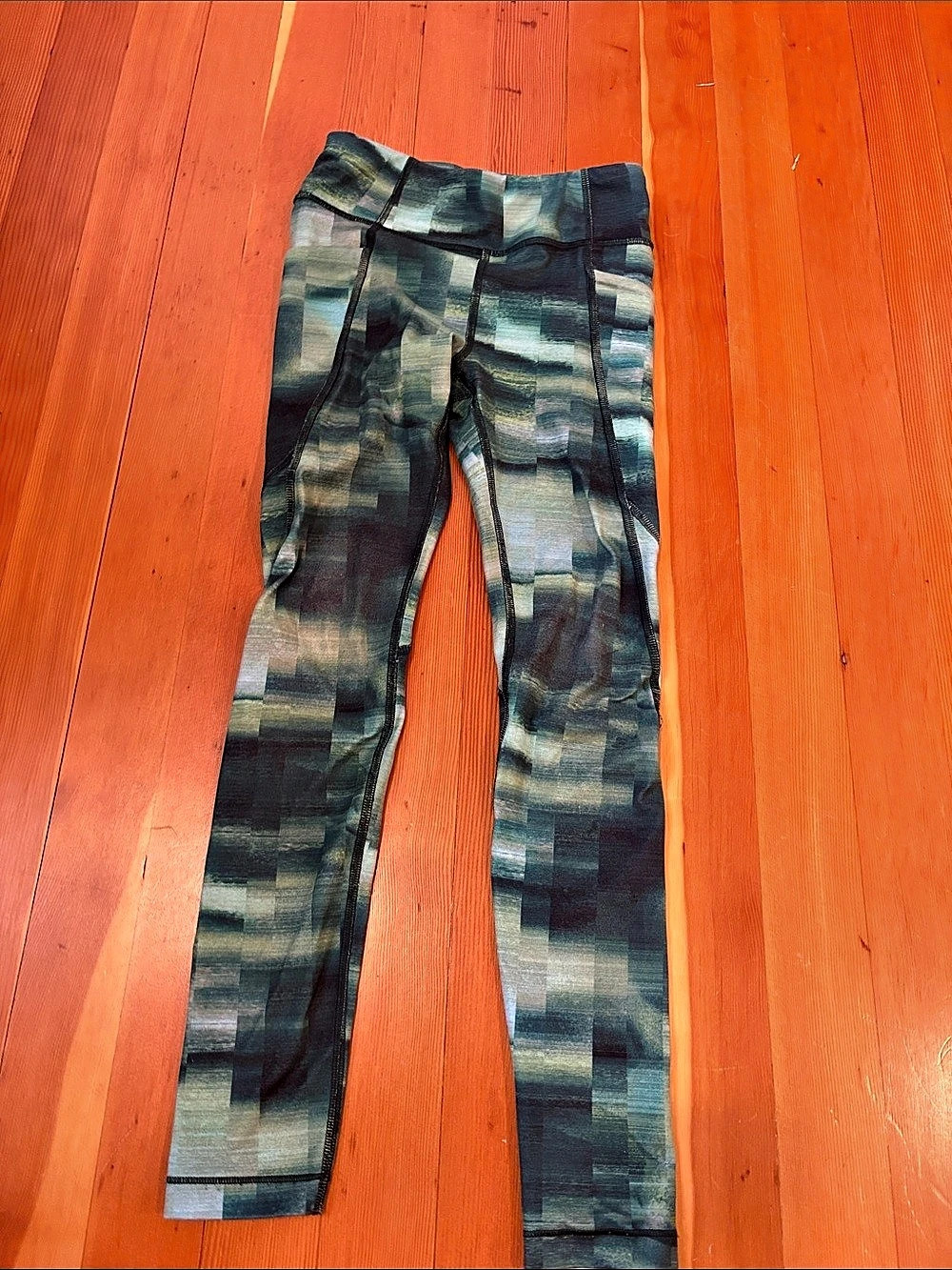 Athleta Girl High Rise Stash Your Treasures Tight Green & Black Girls Medium